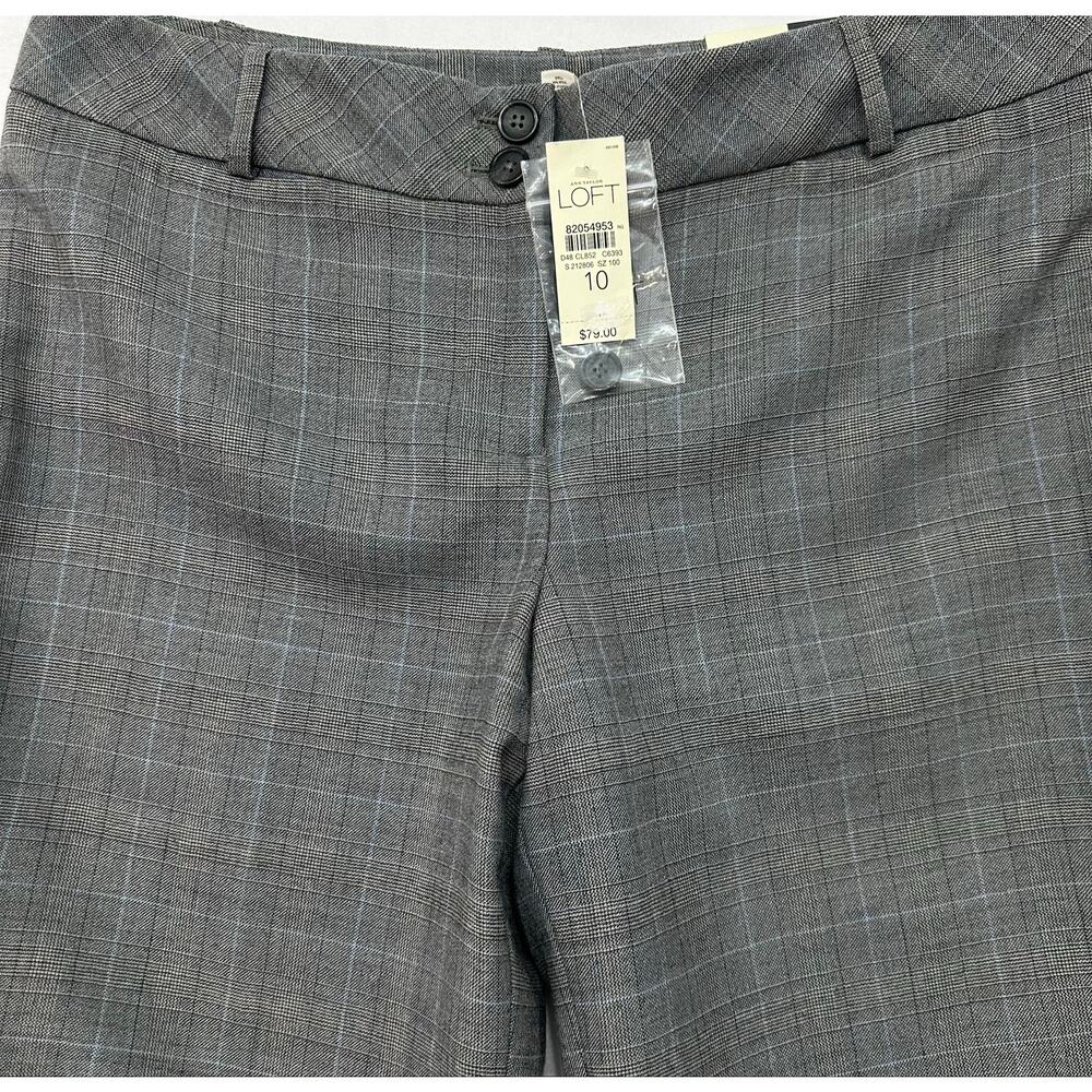 NWT LOFT Marisa Gray Plaid Wool Cuffed Trouser Pants Women’s Size 10 - Picture 5 of 13